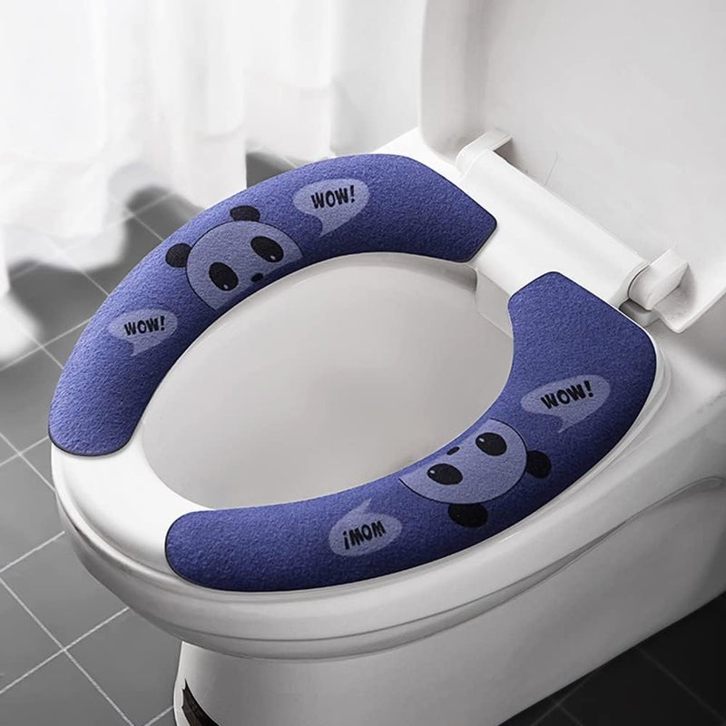 Alunsito 10 Pairs Soft Warmer Bathroom Toilet Seat Cover Pad - Reusable, Sticky, Easy Installation, Comfortable and Washable - Blue - Image 1